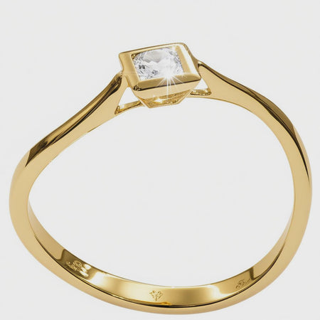 Anello Oro Giallo 750/1000 e Diamante Carré 0,16 ct|bonini-gioielli