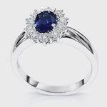 Anello Zaffiro blu, Oro Bianco e Diamanti|bonini-gioielli