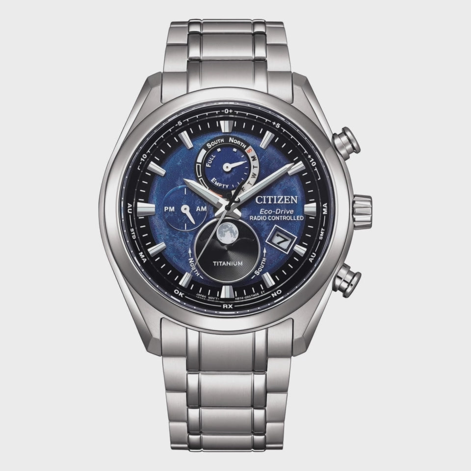 CITIZEN RadioControllato Moonphase TSUKI-YOMI SuperTitanio BY1010-81L|bonini-gioielli