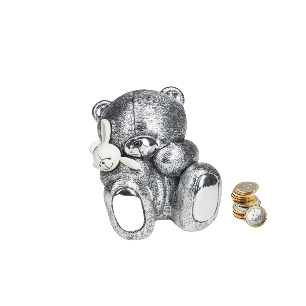 Salvadanaio SEQUENZE Orsetto Forever Friends FF0321 con orsetto argento e monete