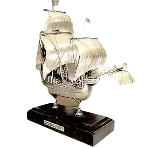 Modello in argento Santa Maria in Argento 800 con vele complete su base scura