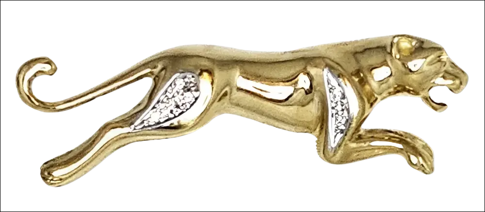 Spilla Pantera oro con accenti diamanti, ispirata a Cartier