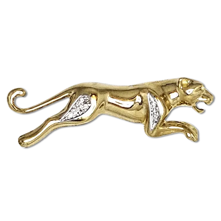 Spilla pantera oro giallo e bianco con diamanti - spilla