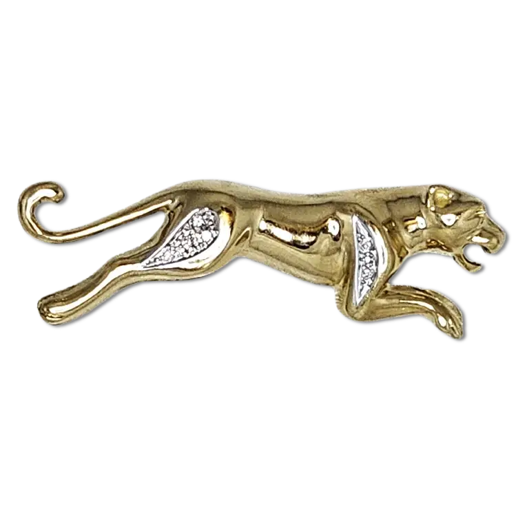 Spilla pantera oro giallo e bianco con diamanti - spilla