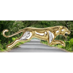 Spilla pantera oro giallo e bianco con diamanti - spilla