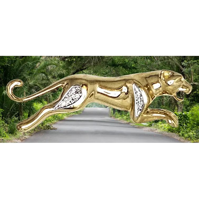 Spilla pantera oro giallo e bianco con diamanti - spilla