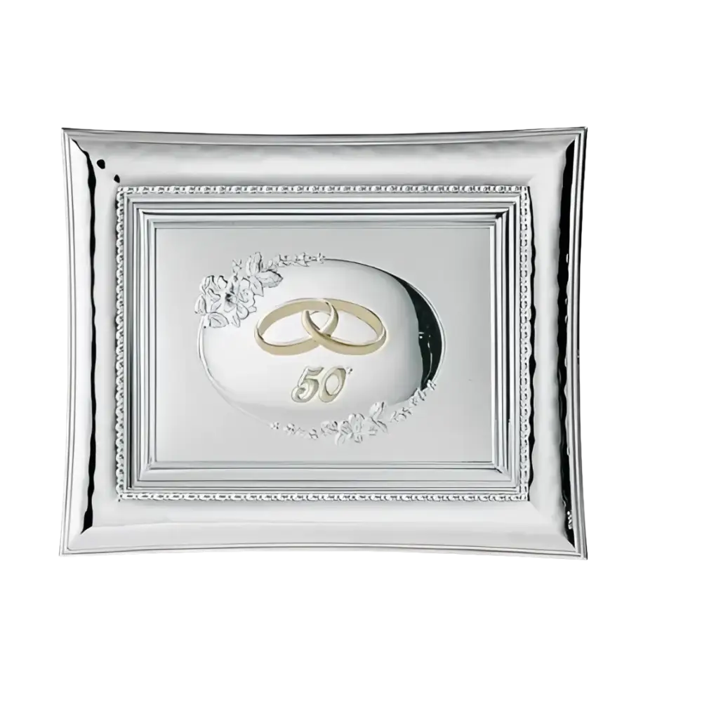 Cornice argento per 50° anniversario Matrimonio Targa VALENTI C5554L