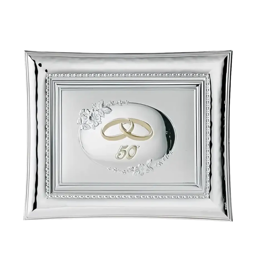 Cornice argento per 50° anniversario Matrimonio Targa VALENTI C5554L