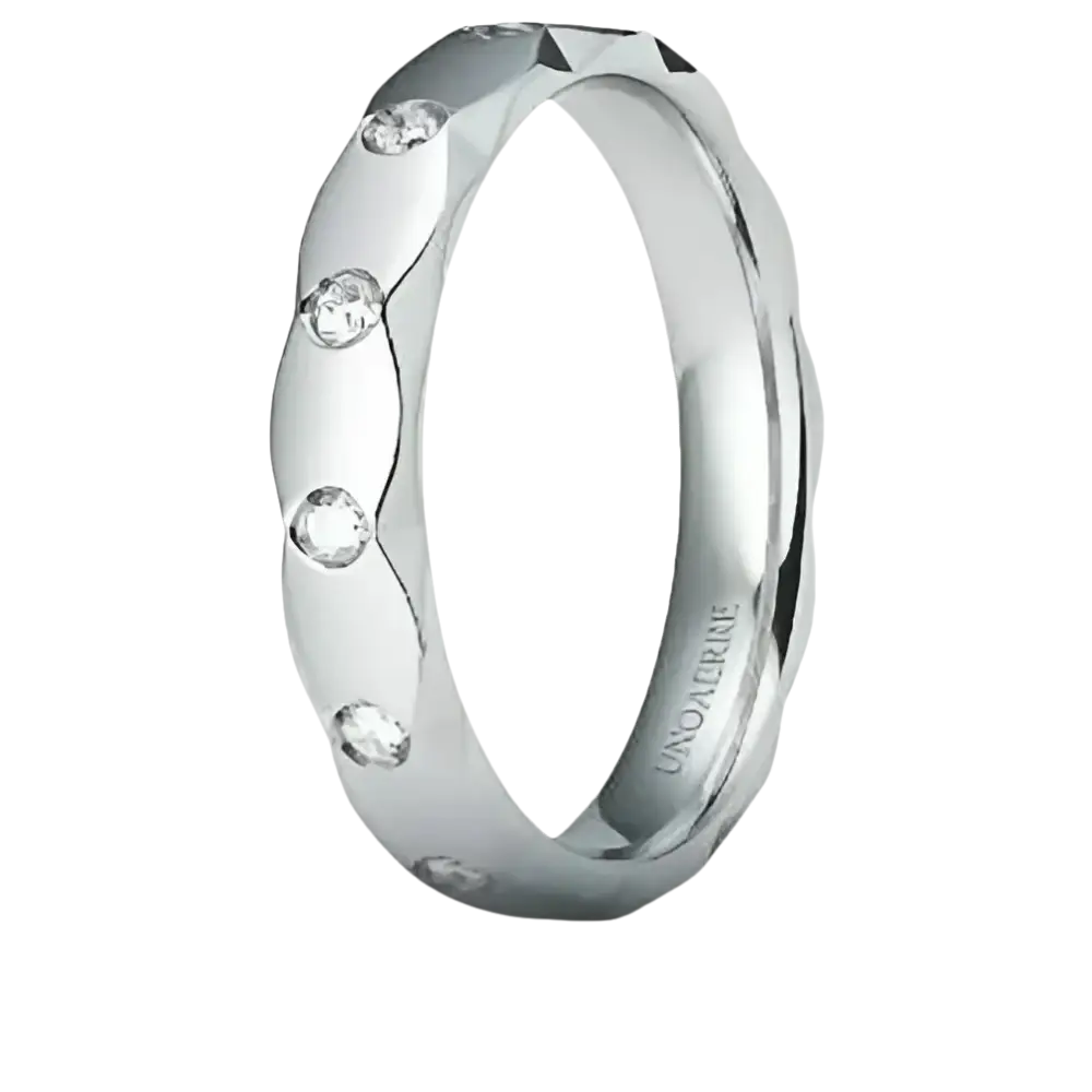 Anello UNOAERRE Luna in oro bianco o platino con piccoli diamanti brillante
