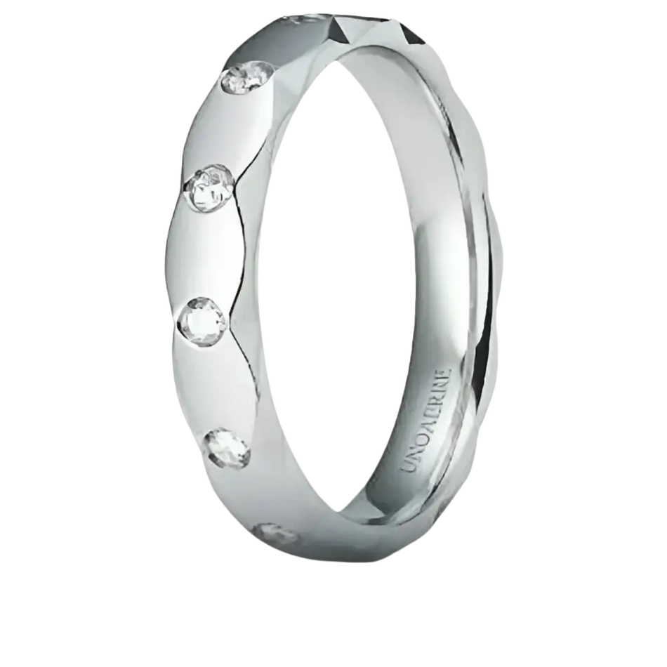 Anello UNOAERRE Luna in oro bianco o platino con piccoli diamanti brillante