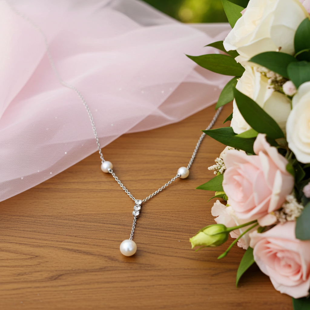 Girocollo oro bianco Diamanti e perla pendente SALVINI|bonini-gioielli