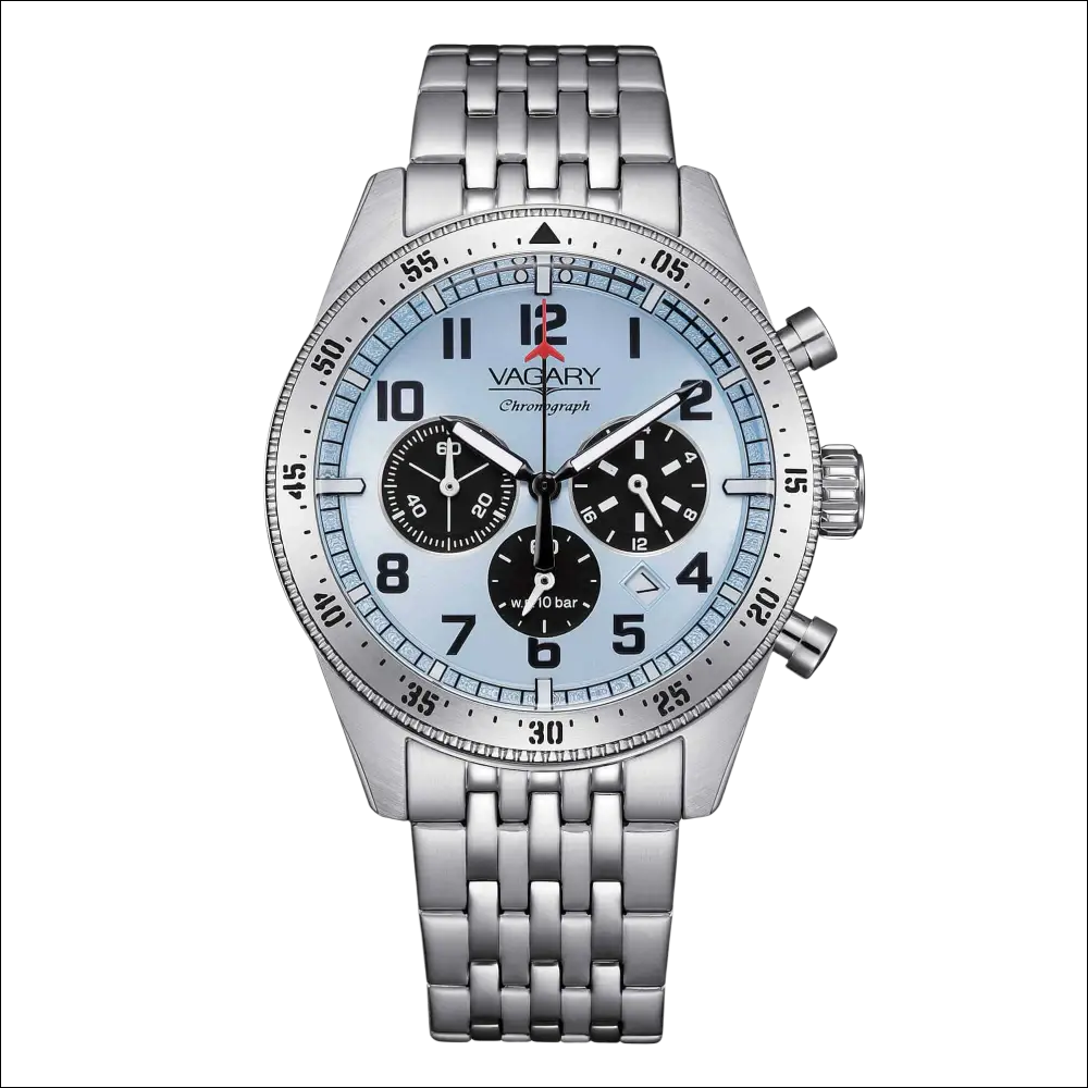 Orologio Vagary Aqua 39 Crono Uomo IV2-117-71 silver con quadrante azzurro chiaro