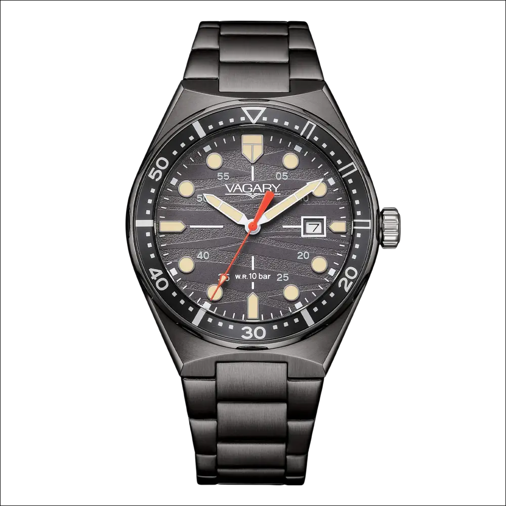 Orologio da immersione Vagary Aqua 39 Uomo IB9-506-61 nero con quadrante testurizzato