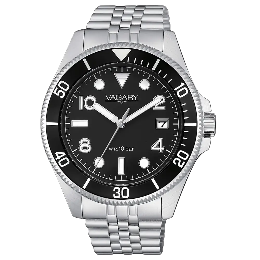 Orologio Uomo Vagary Aqua39 VD5-015-51 con cinturino in acciaio inox e quadrante nero