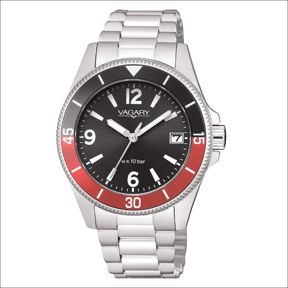 Orologio unisex VAGARY Aqua39 VD5-210-55 in acciaio silver con quadrante nero