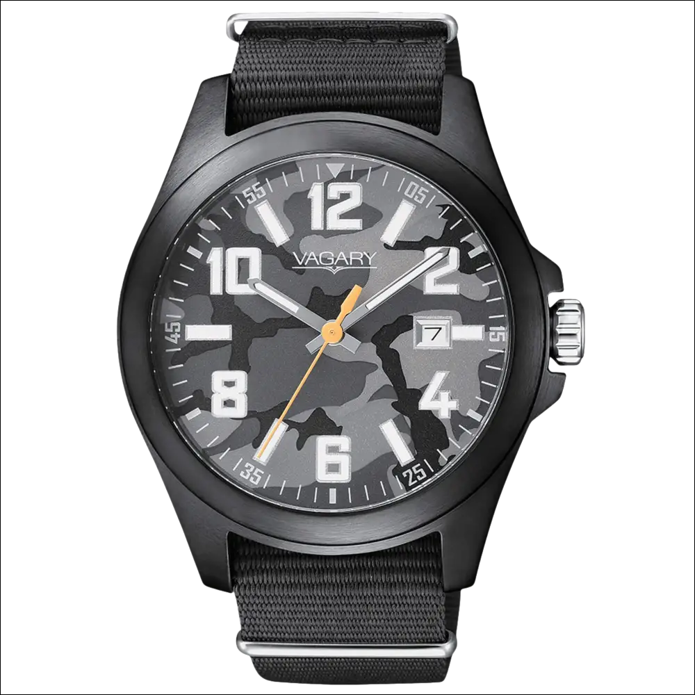 Orologio VAGARY uomo Quartz Explore con quadrante camouflage nero elegante