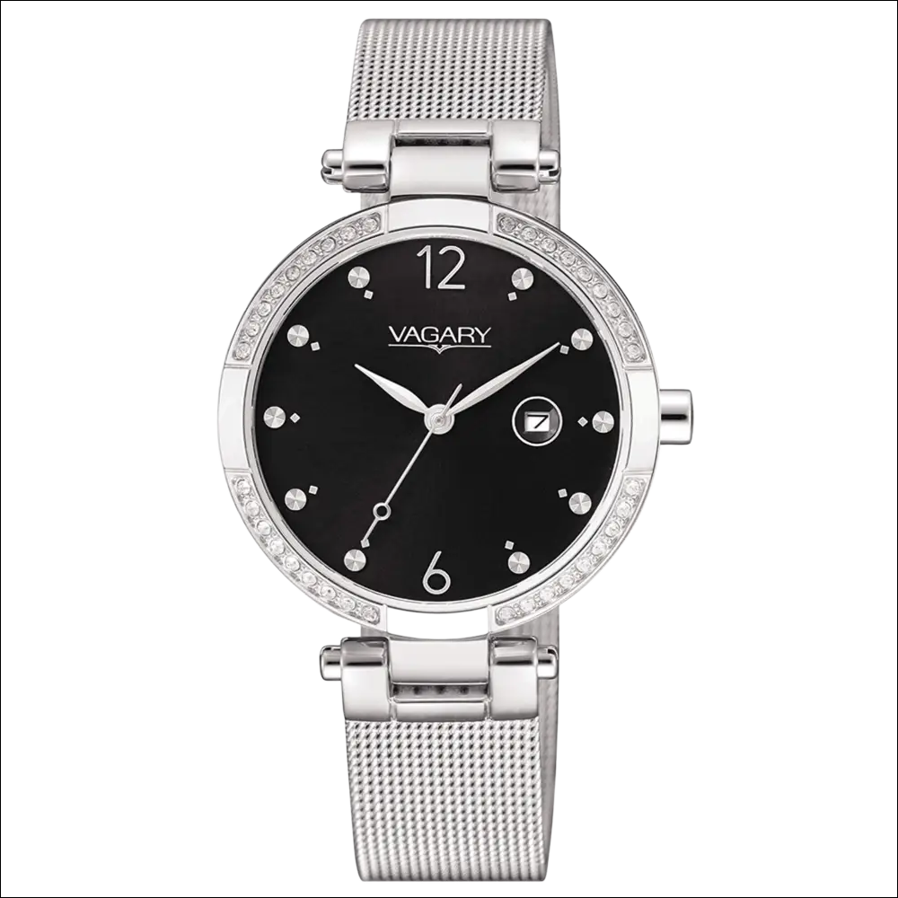 Orologio da donna Vagary Flair IU2-812-51 in acciaio, maglia silver, quadrante nero