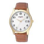 Orologio da uomo VAGARY Infinity 90th con quadrante bianco, cinturino in pelle marrone