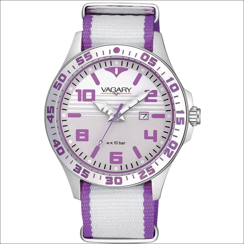 Orologio VAGARY bambino Quartz IH3-110-10 con accenti viola e cinturino bianco e viola