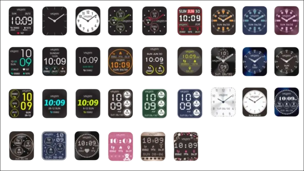 Collezione quadranti smartwatch VAGARY X02A-004VY colorati e analogici