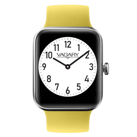Smartwatch Giallo con cinturino a bande e quadrante analogico bianco VAGARY X02A-004VY