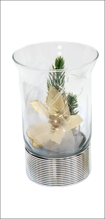 Vaso Natale Sequenze Argento e Vetro con verde artificiale e dettagli dorati