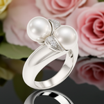 Anello oro bianco contrariè perle e diamanti SALVINI|bonini-gioielli