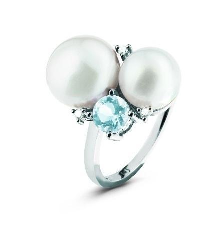 Anello BLISS in oro, perle, topazio e diamanti Bon Ton 2106800 - bonini-gioielli