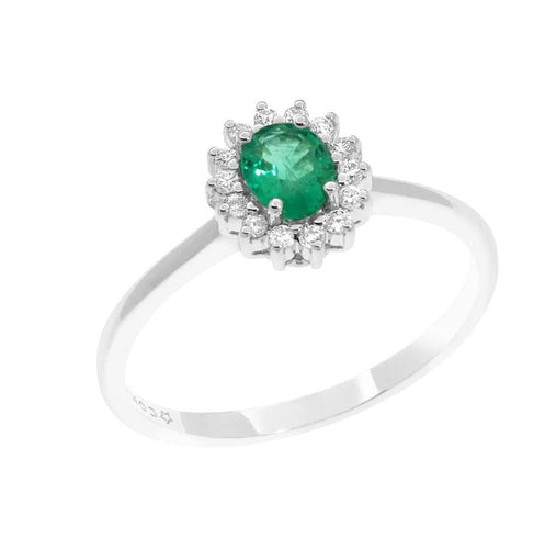 Anello COMETE GIOIELLI con Smeraldo ct 0,35 e diamanti, collezione Regina ANB 2574 - bonini-gioielli