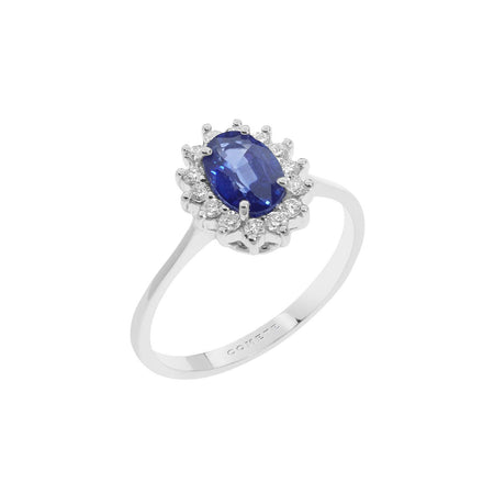 Anello COMETE zaffiro blu e diamanti Regina| bonini-gioielli