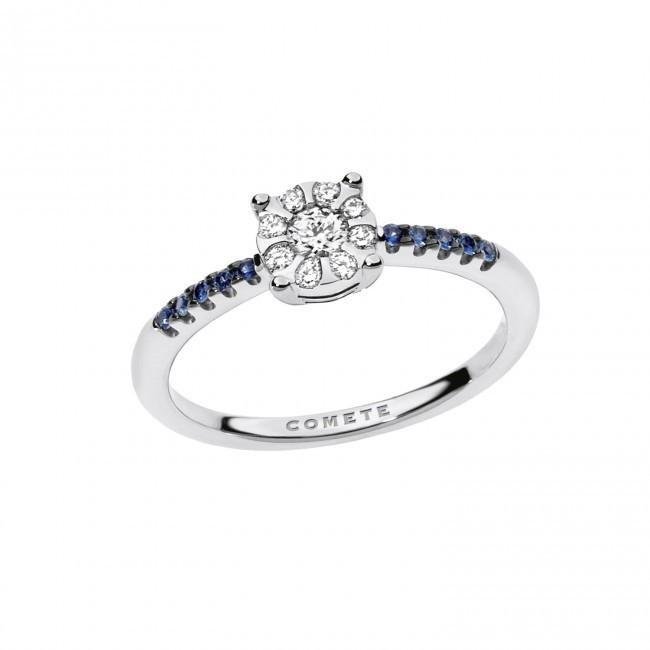 Anello diamanti e zaffiri blu Lumière ANB 1735 COMETE|bonini-gioielli