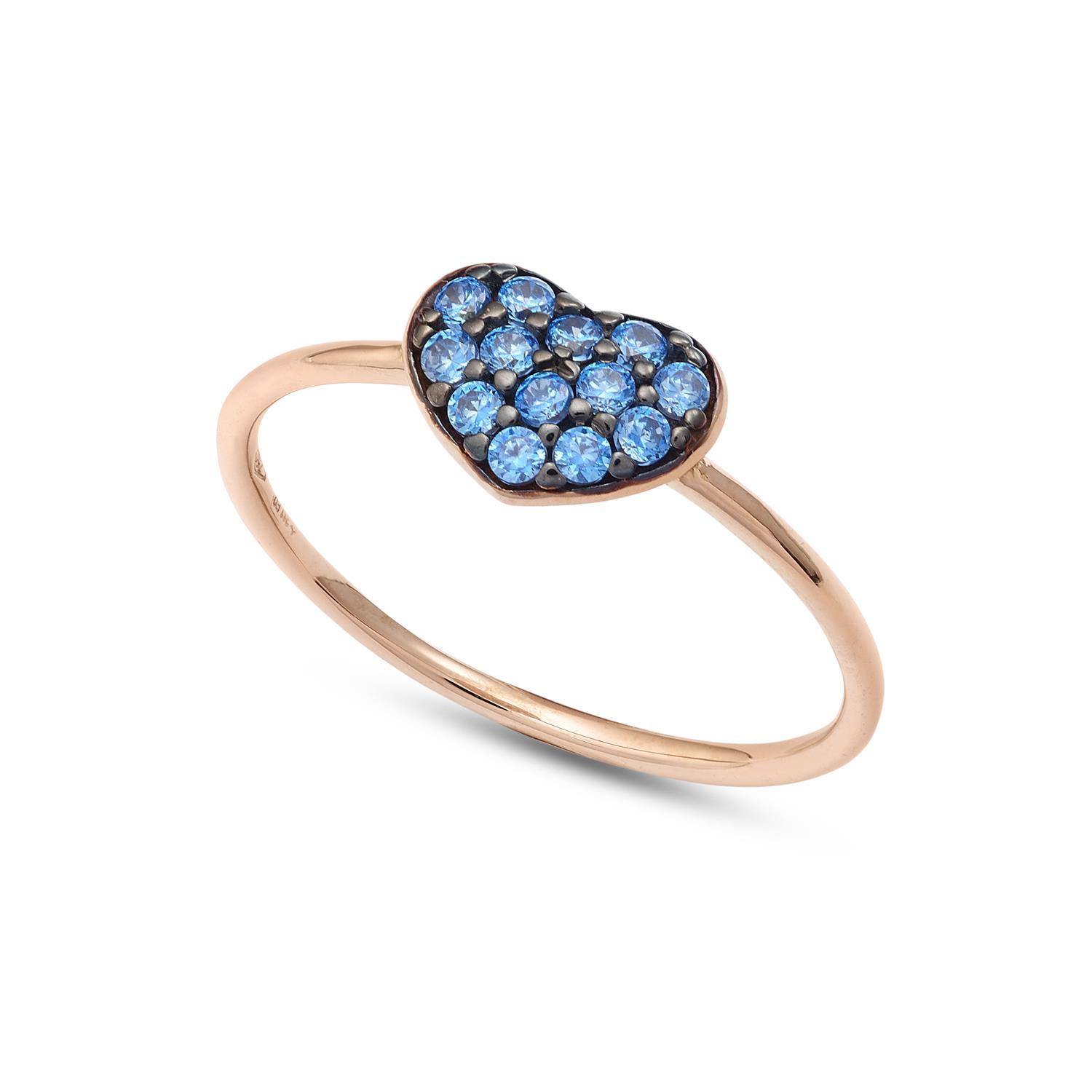 Anello oro cuore zirconi azzurri AMBROSIA AAZ 125|bonini-gioielli