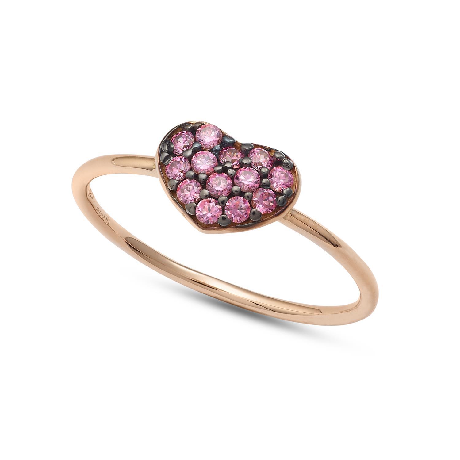 Anello gioielli AMBROSIA cuore in oro rosé zirconi rosa AAZ 124 - bonini-gioielli