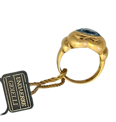 Anello UNOAERRE Gioielli in oro giallo, cuore topazio azzurro e diamanti VJA3181 - bonini-gioielli