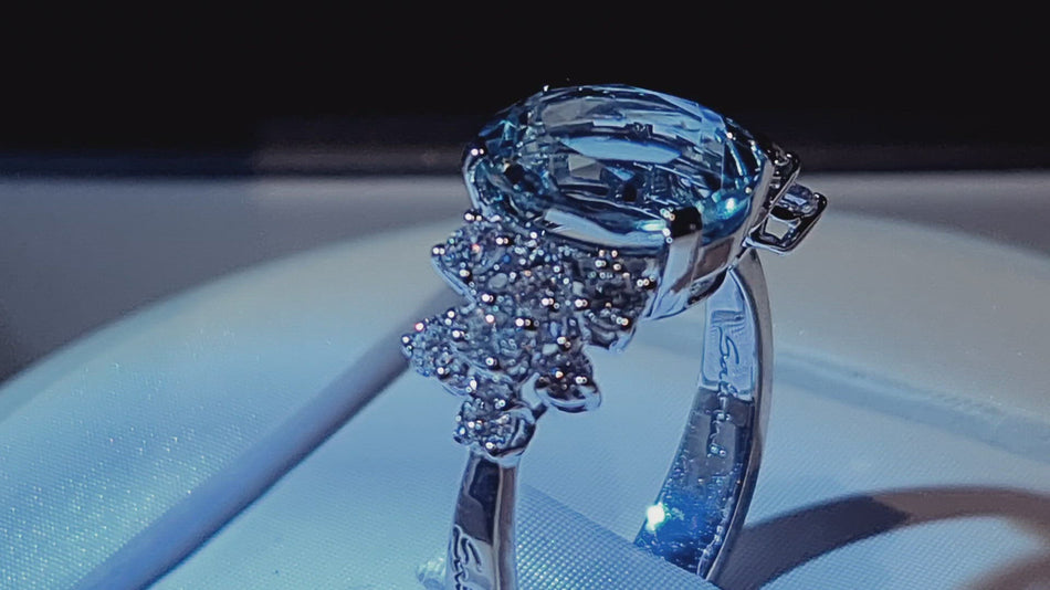 Anello acquamarina e diamanti Marea di Salvini|bonini-gioielli