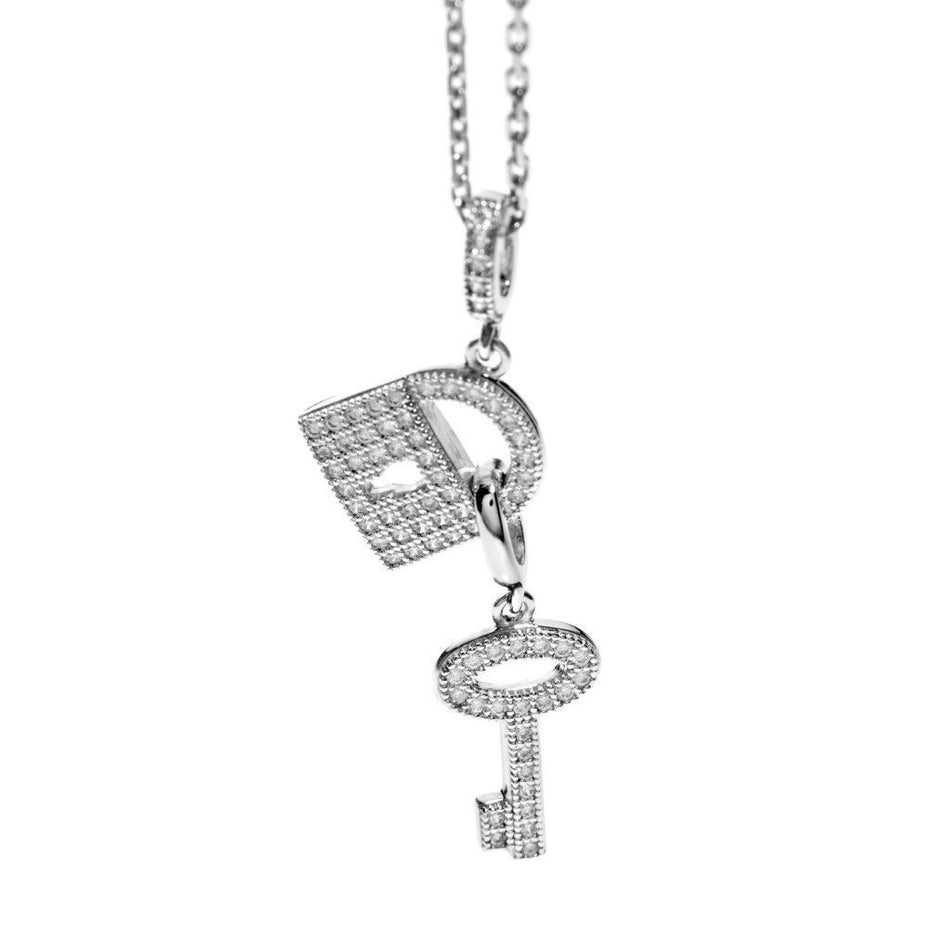 Collana AMBROSIA argento con ciondoli chiave e lucchetto AAG 003 - bonini-gioielli