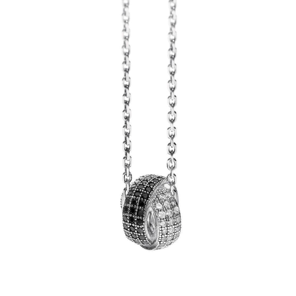 Collana AMBROSIA argento con ciondolo zirconi bianchi e black AAG 018 - bonini-gioielli