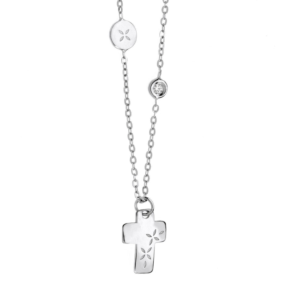 Collana COMETE GIOIELLI croce in oro bianco e diamante GLB 839 - bonini-gioielli