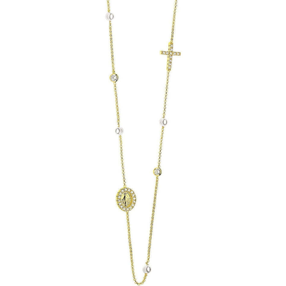 Collana COMETE GIOIELLI in argento dorato con Croce e Madonna collezione Holy GLA 120 - bonini-gioielli