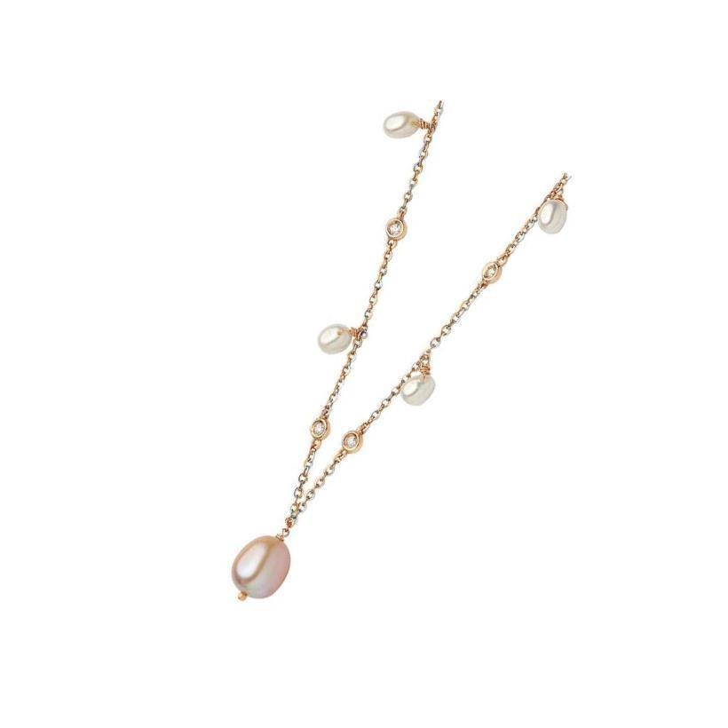Collana COMETE GIOIELLI oro rosé, perle e diamanti GLP 349 - bonini-gioielli