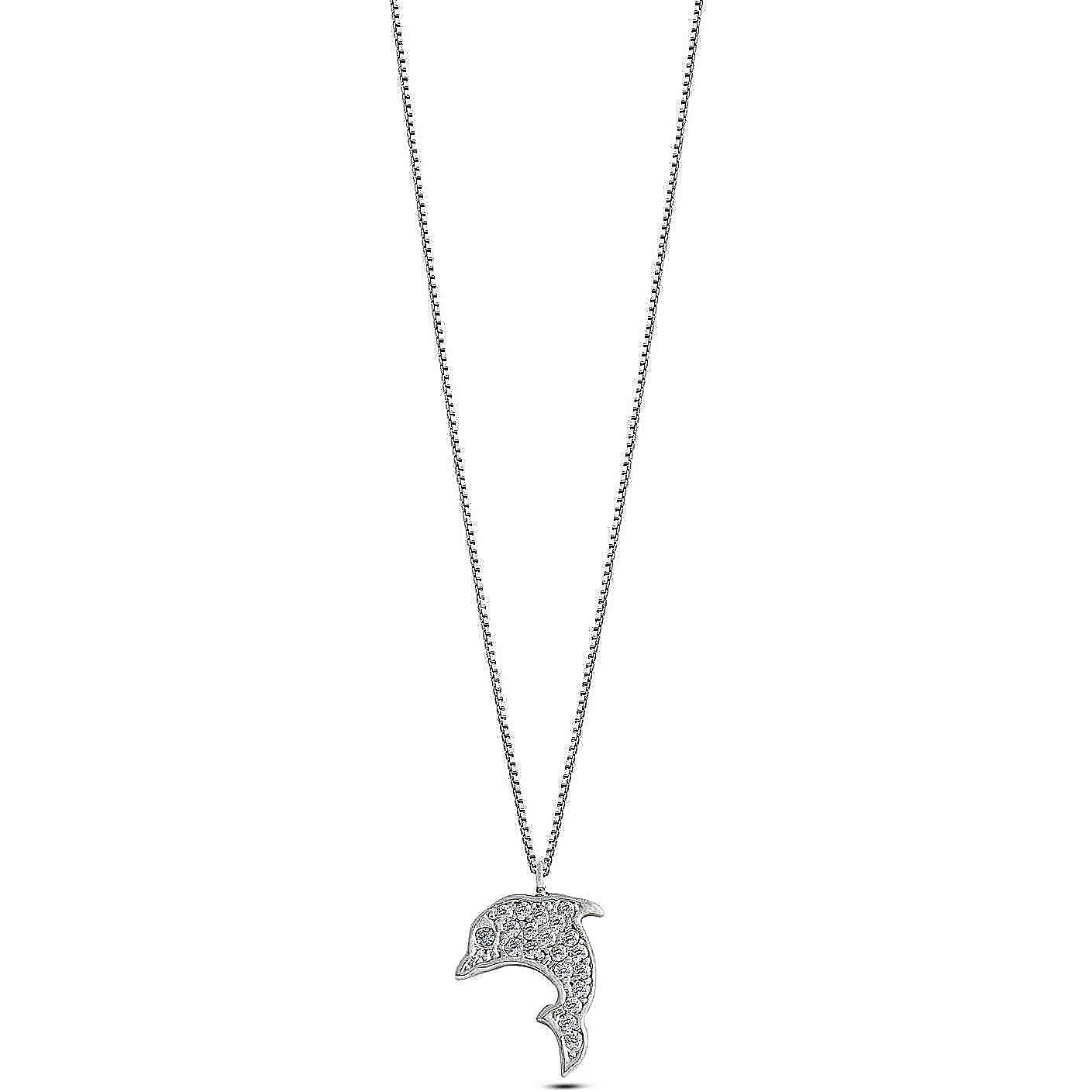 Collana delfino oro bianco e zirconi AMBROSIA AGZ 273|bonini-gioielli