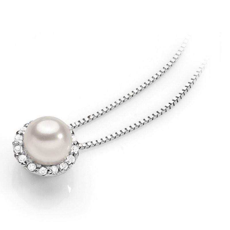 Collana oro bianco con ciondolo perla AMBROSIA AGP 028|bonini-gioielli