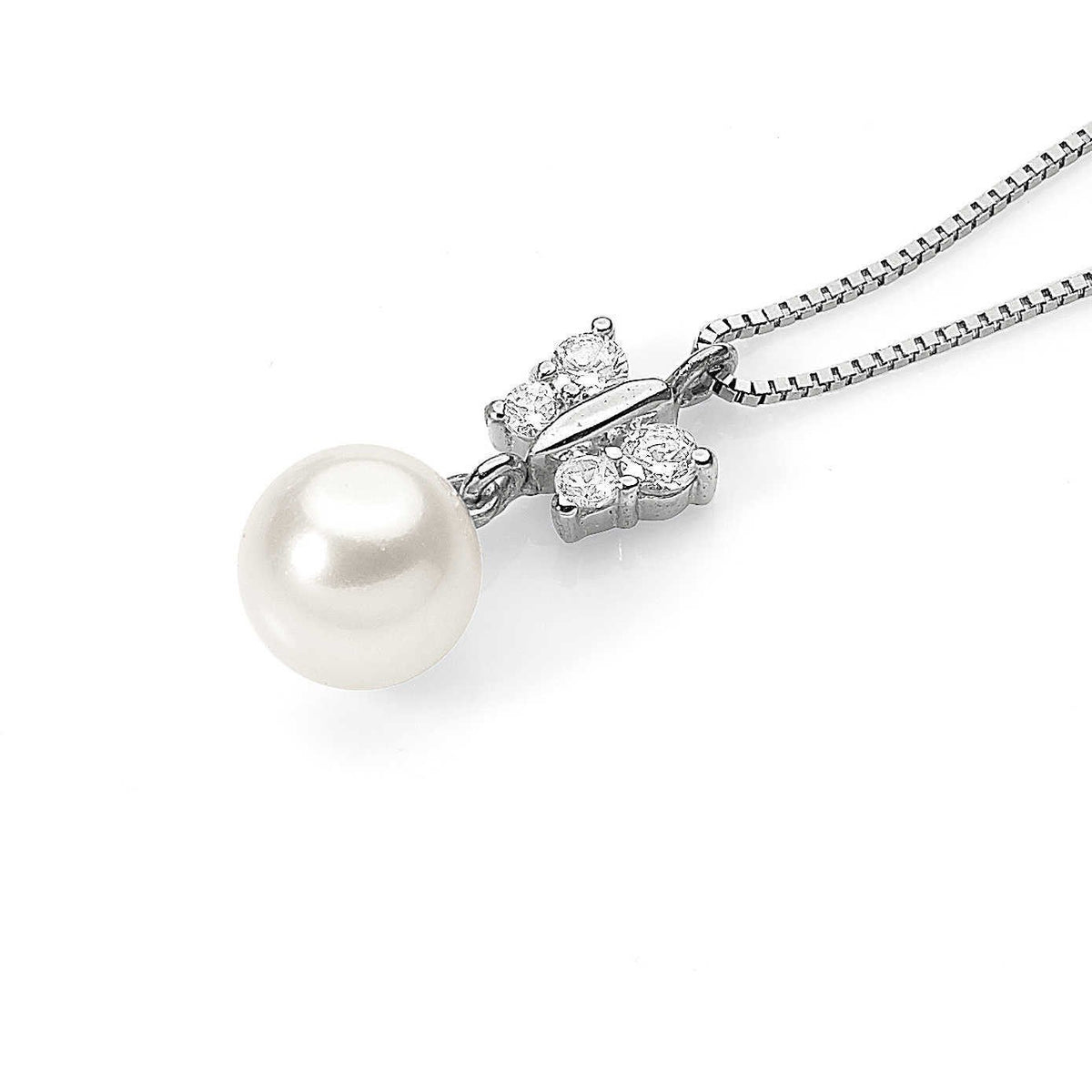 Collana oro bianco con farfalla e perla AMBROSIA AGP 035|bonini-gioielli