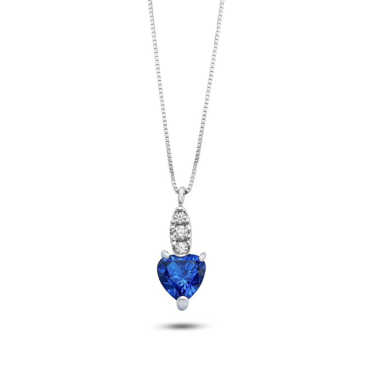 Collana oro bianco ciondolo cuore blu AMBROSIA AGZ 403 - Gioielleria Bonini