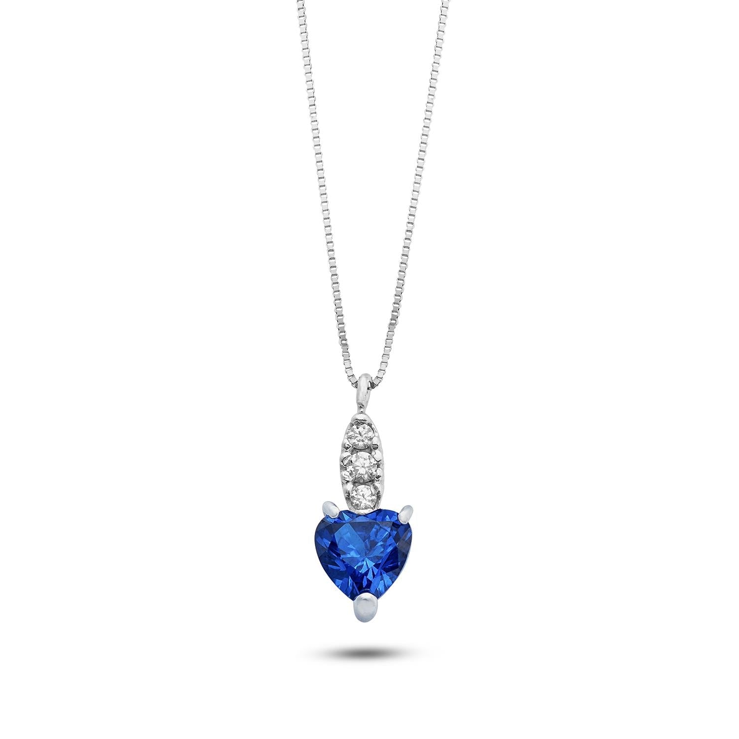 Collana oro bianco ciondolo cuore blu AMBROSIA AGZ 403 - Gioielleria Bonini