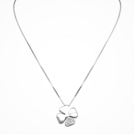 Collana SALVINI in oro bianco e diamanti ct 0,07, collezione Quadrifoglio - 20030768 - bonini-gioielli