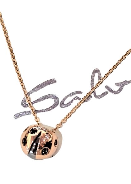 Collana oro rosa e diamanti coccinella di Salvini|bonini-gioielli