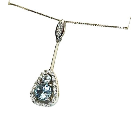 Collana SALVINI oro bianco, topazio azzurro e diamanti, collezione Dahlia - 20023726 - bonini-gioielli
