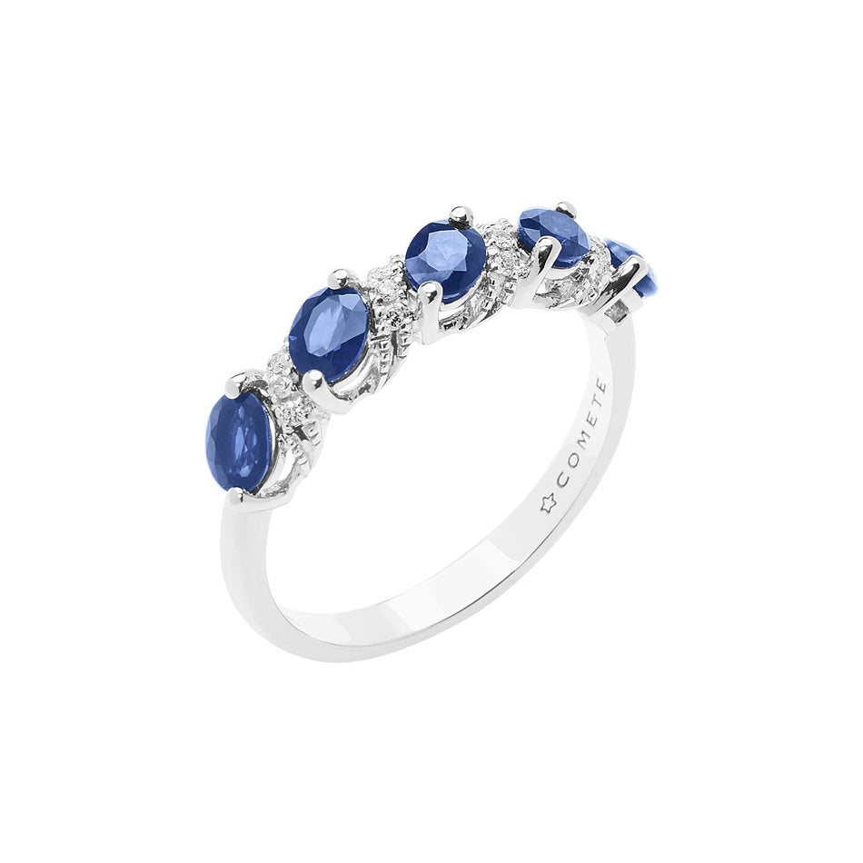 Fedina diamanti e zaffiri blu ANB 2666 COMETE GIOIELLI|bonini-gioielli