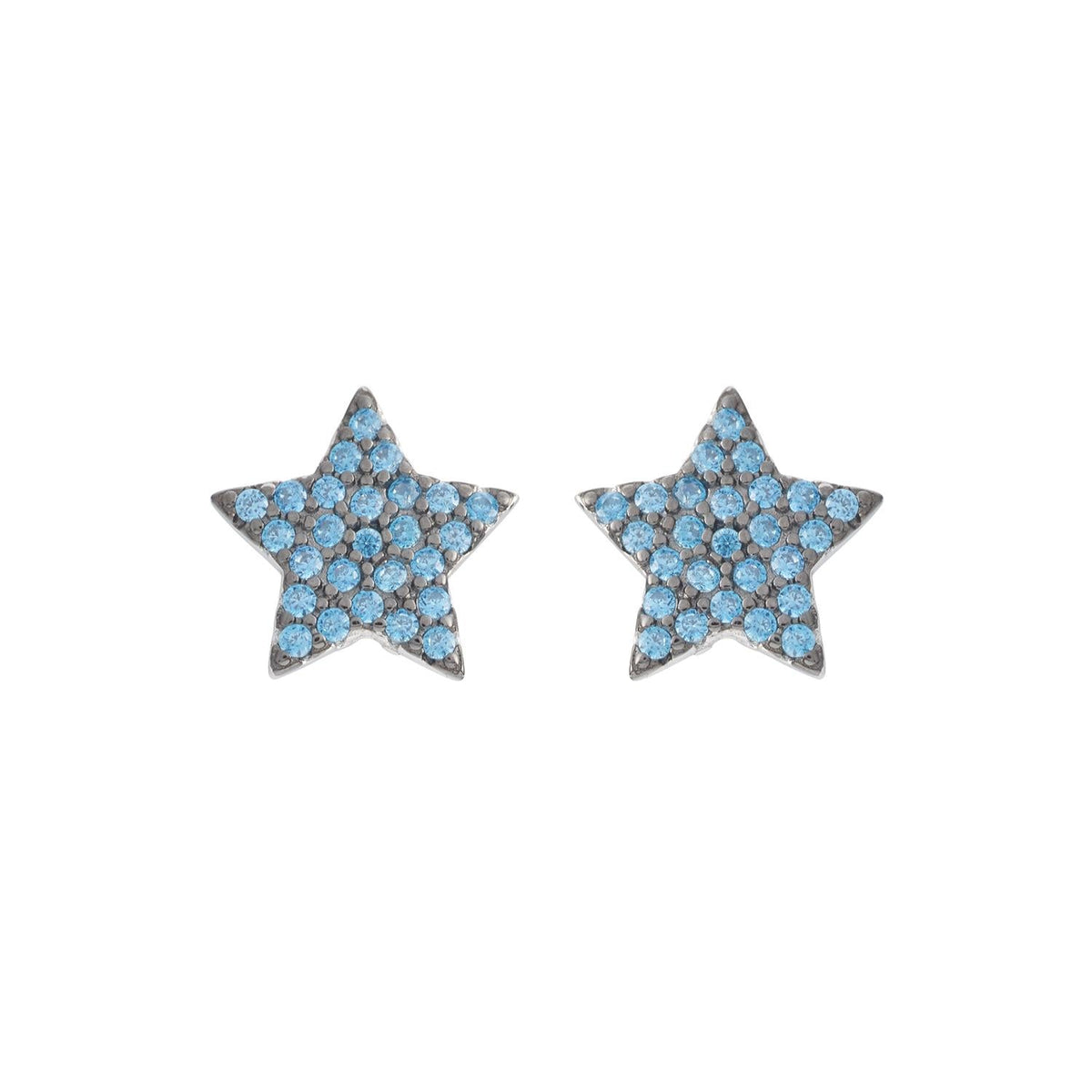 Orecchini AMBROSIA argento con stellina pavé zirconi azzurri AAO 241 - bonini-gioielli
